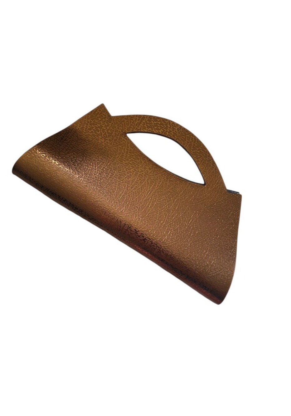 Elegant Brown Metallic Handle Clutch - Picture 5 of 8